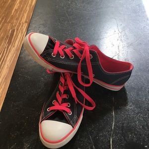 Navy blue and pink converse sneakers size 7
