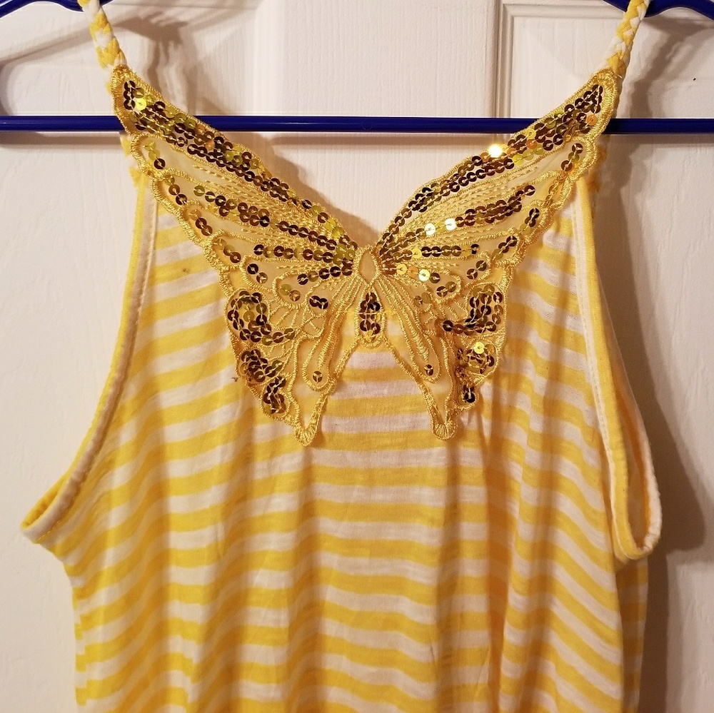 Tank top with butterfly sequin design