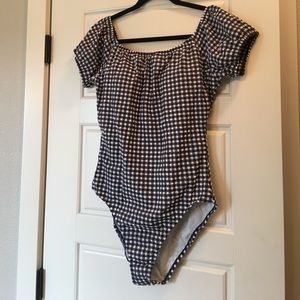 J Crew Navy Gingham Swimsuit BNWT