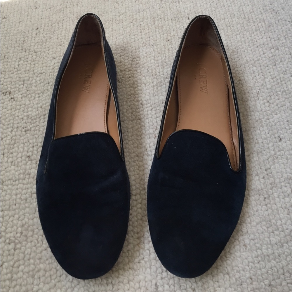 J. Crew Factory dark blue navy suede loafers