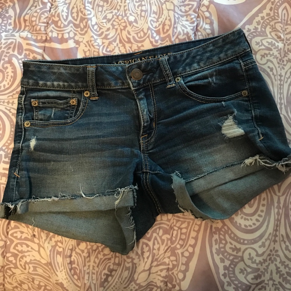 Ripped jean shorts