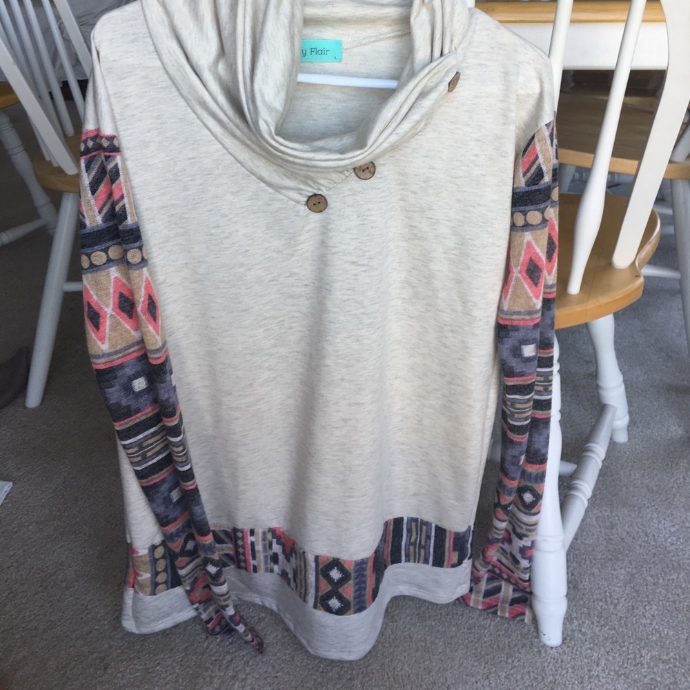 Cowl neck thin cream sweater