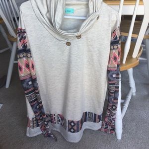 Cowl neck thin cream sweater