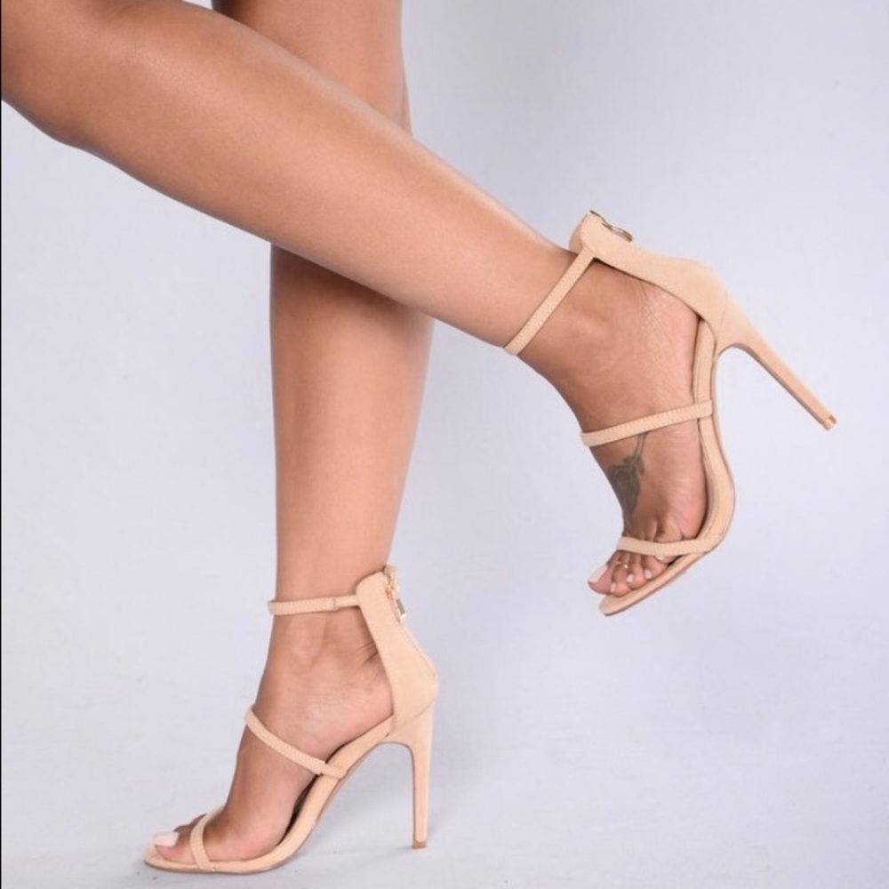 Nude Zip Up Heeled Sandals