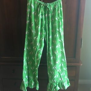 Mud Pie green and pink cotton pj bottoms