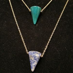 N1112 Double Cone Marble Drop Necklace