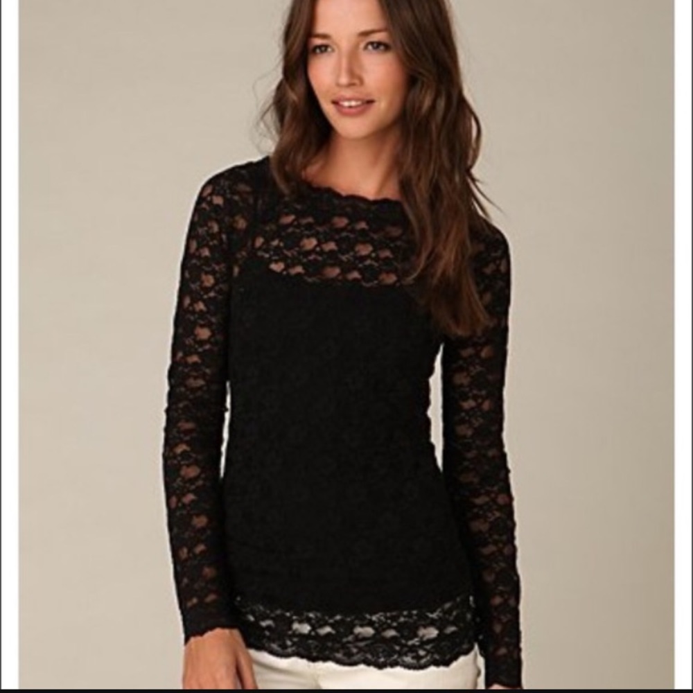 Free People Black Lace layering top. Size M
