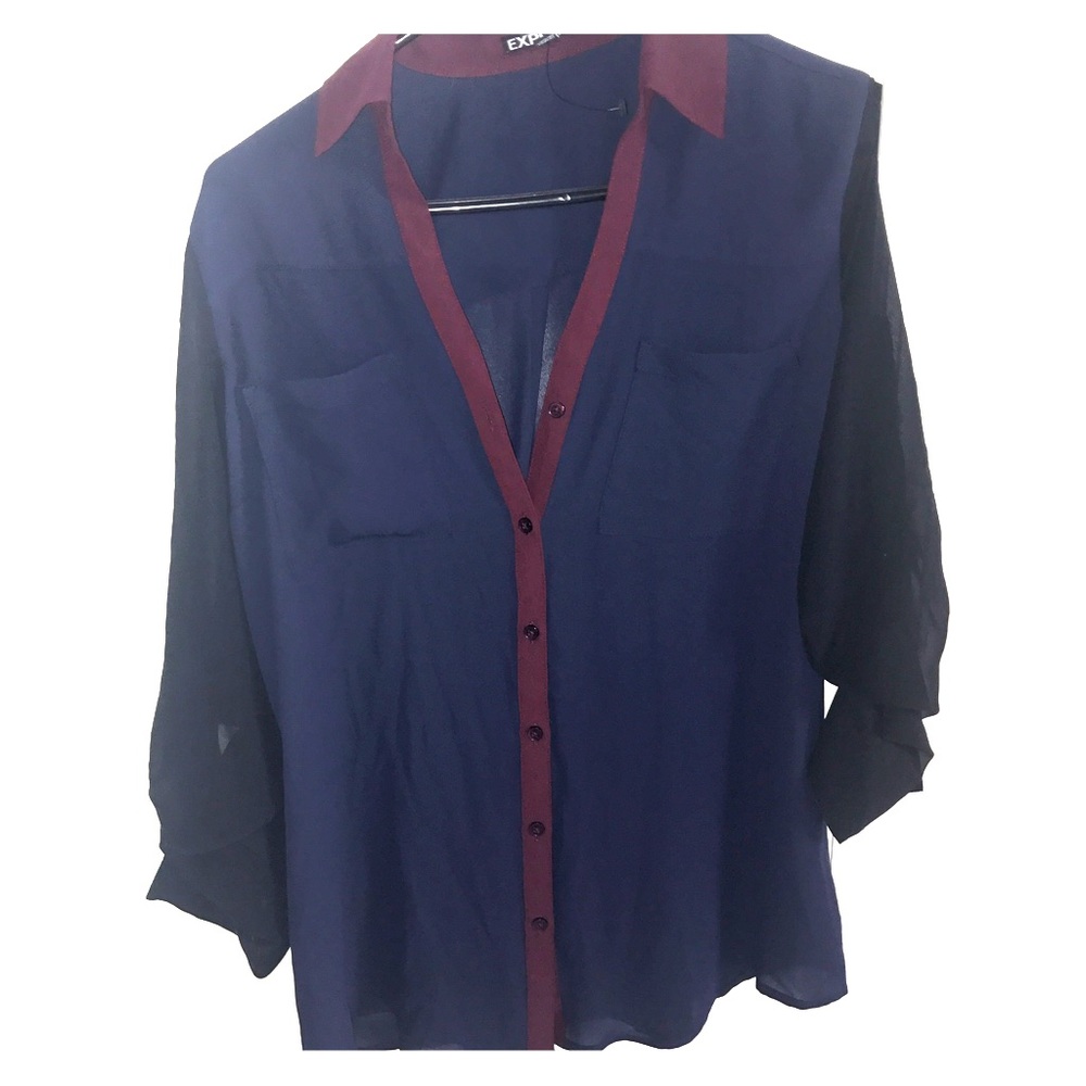 Express portofino sheer button down blouse