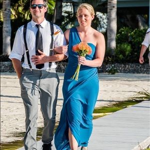 Dessy After Six one shoulder bridesmaid dress