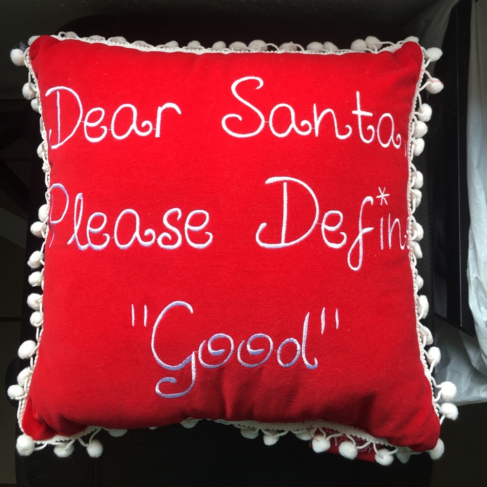 Christmas pillow with pom-poms
