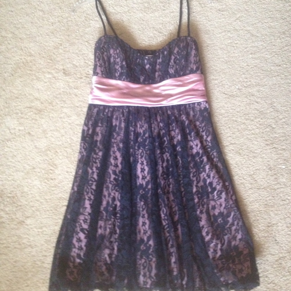 Pink Black Lace Dress