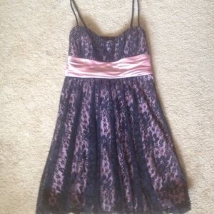 Pink Black Lace Dress