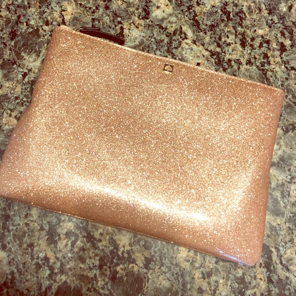 Glitzy Rose Gold Kate Space Makeup Bag