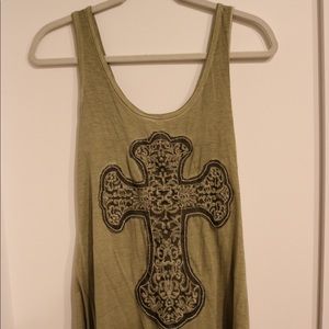 Long tank olive/Sage green with cross size small