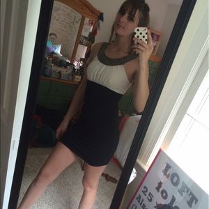 Black and white sequined formal dress