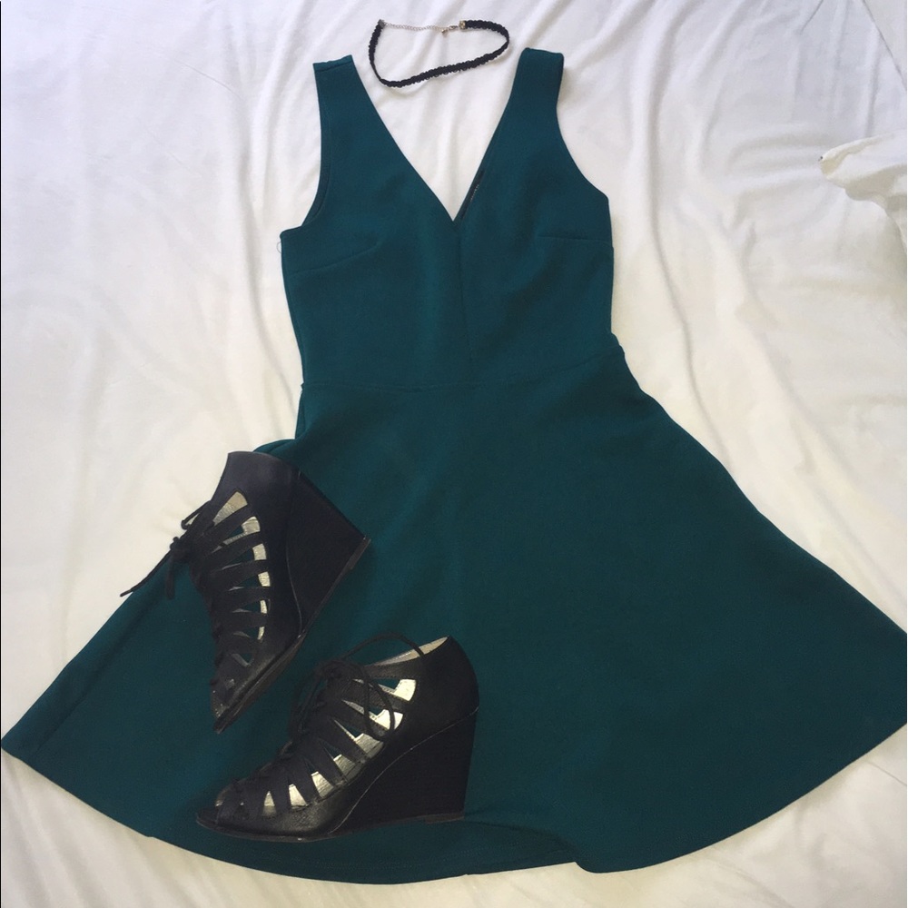 Forever XXI turquoise skater dress