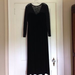 Velvet Dress with Lace Sleeves