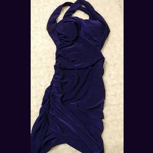 Purple short cross strap cocktail dress