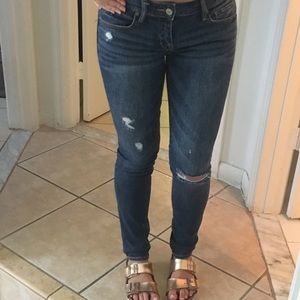 A&F super skinny ripped jeans