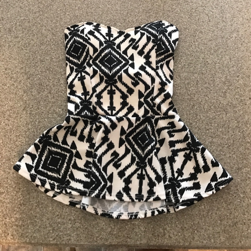 Charolette Russe strapless peplum top size small