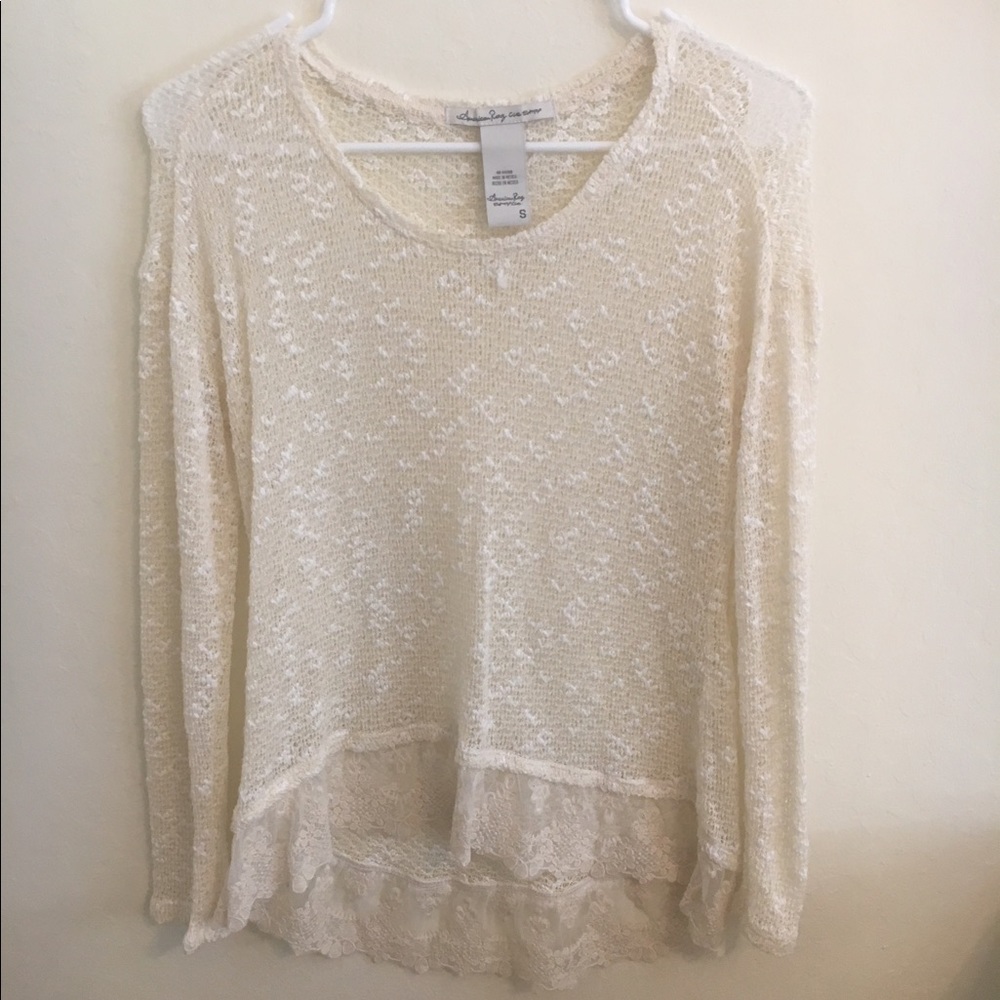 American Rag White/Cream Lace Shirt