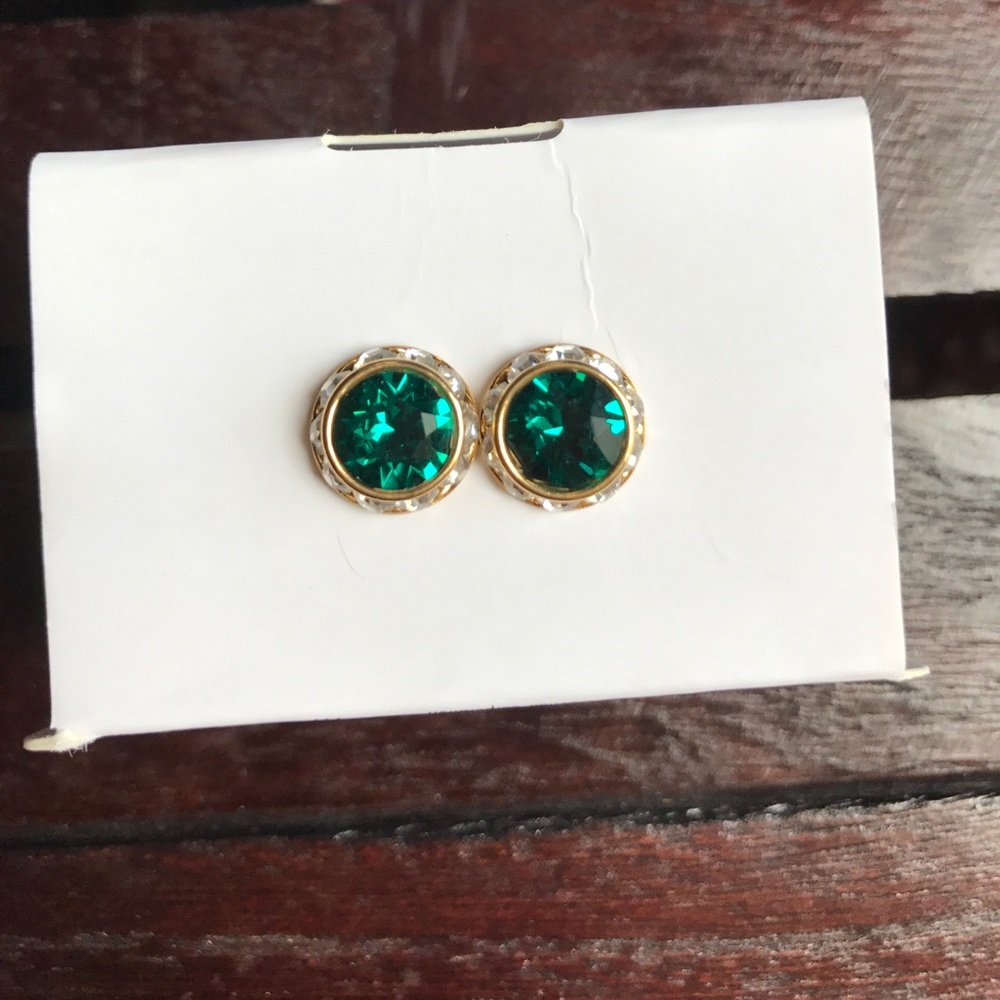 Emerald and CZ earrings