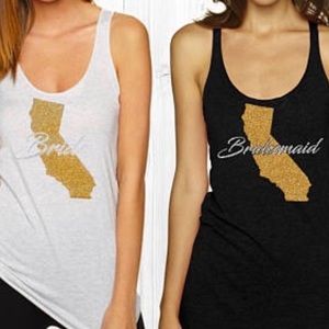 Bridal tank top / custom state /glitter and stones