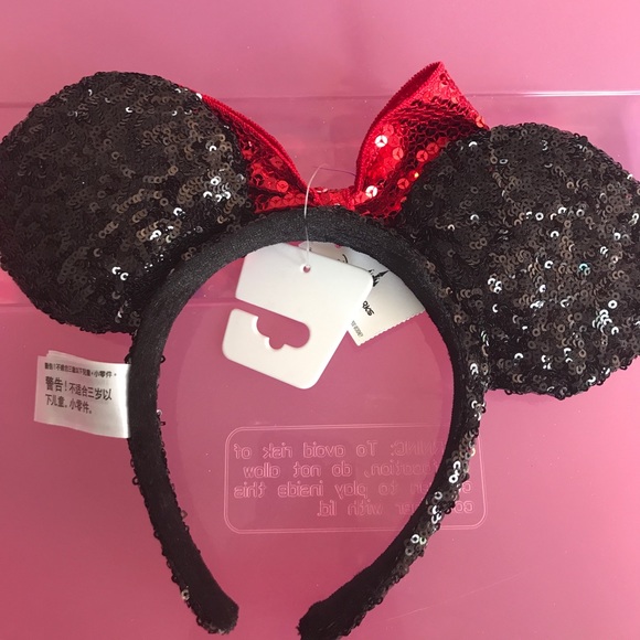 Minnie Mouse black and red sequin headband ears - Picture 3 of 4