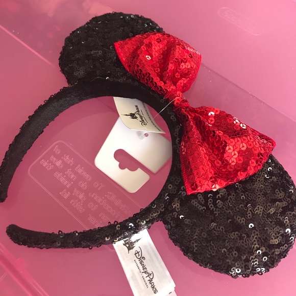 Minnie Mouse black and red sequin headband ears - Picture 4 of 4