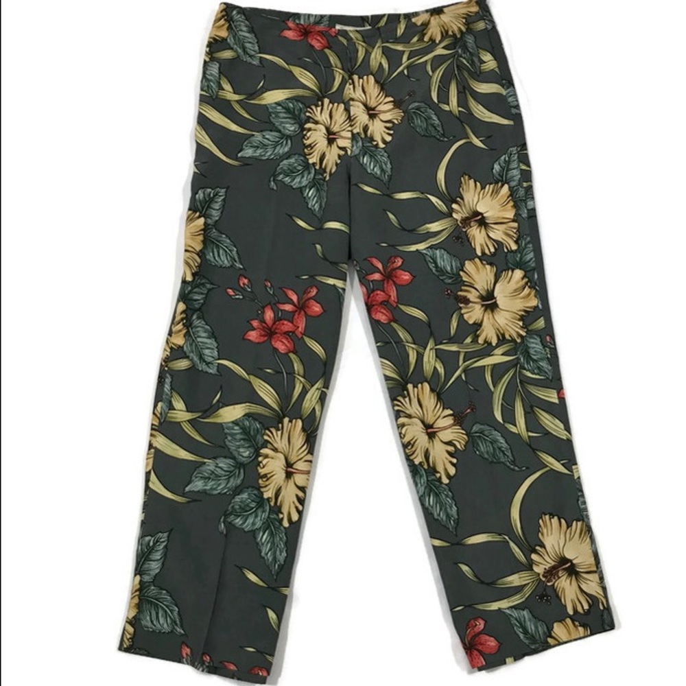 Floral Silk Ankle Vacation Travel Pants