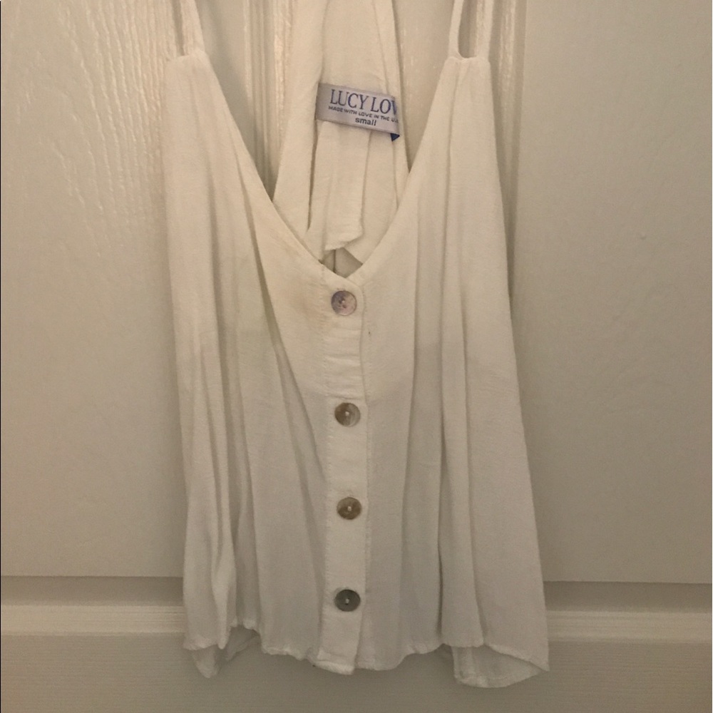 Lucy love white button top