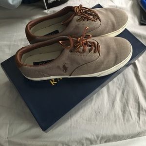 Polo Ralph Lauren dark khaki shoes.