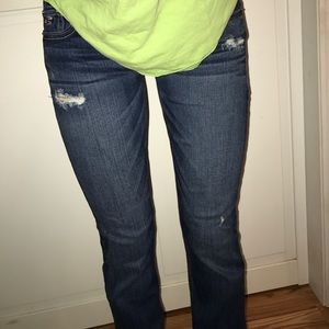 Hollister jeans dark & there flared or straight