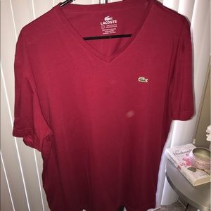 Size 7 XL Lacoste Men's Wine Colored V Neck