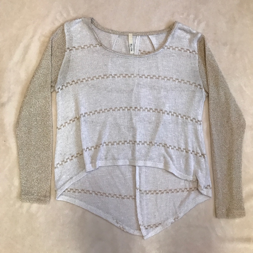Gold and white cropped sweater