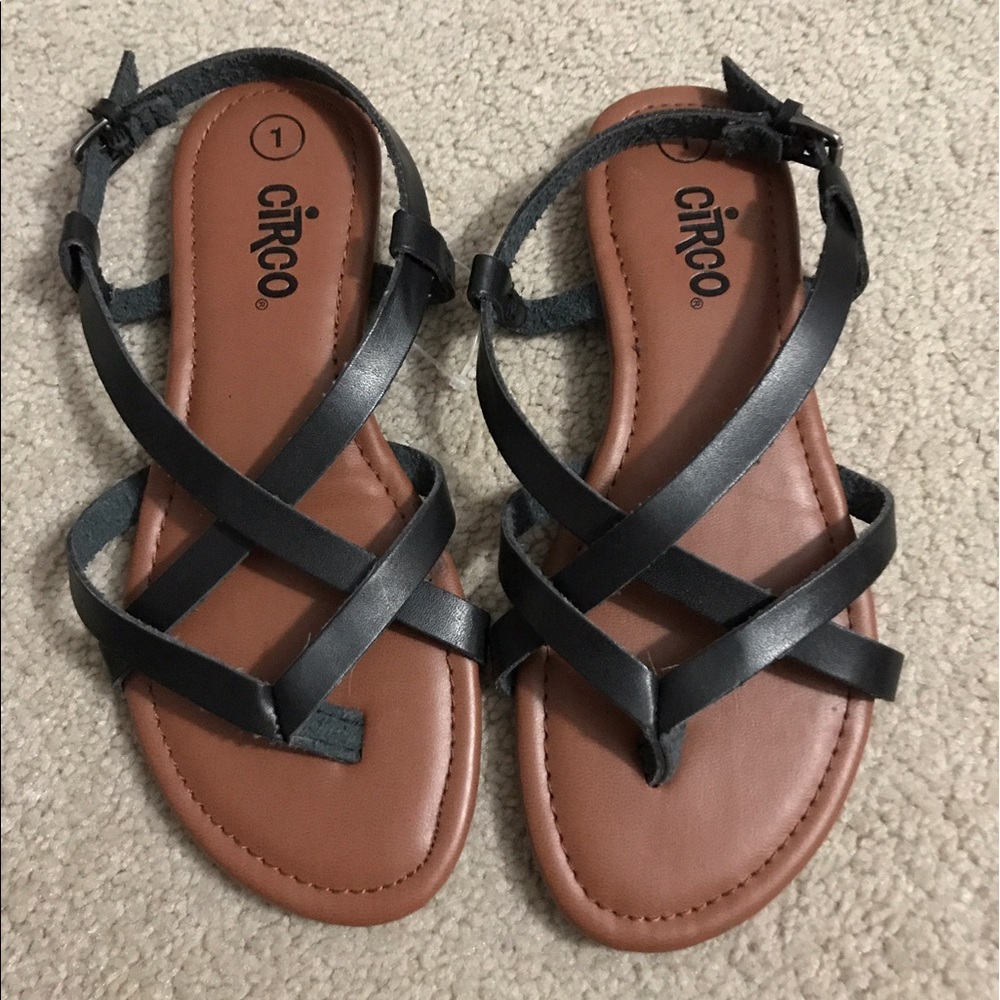 NWT girls black strappy sandals