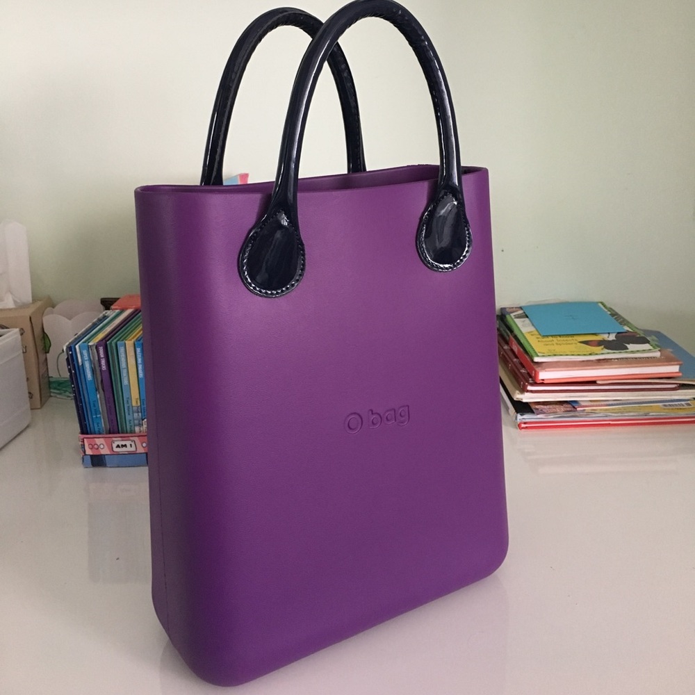 O bag  O chic purple with shiny blue handles NWT