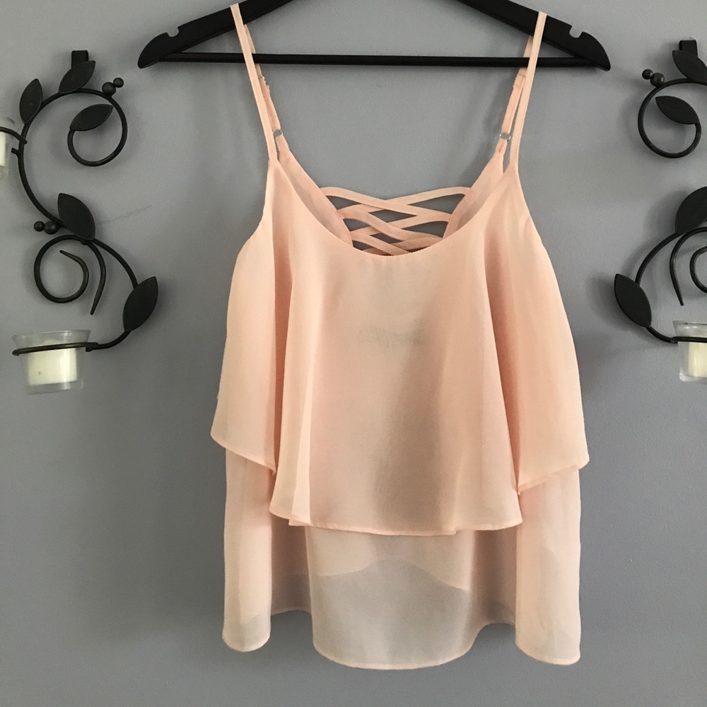NWT MILKYWAY Blush Pink Sheer Crop Tank