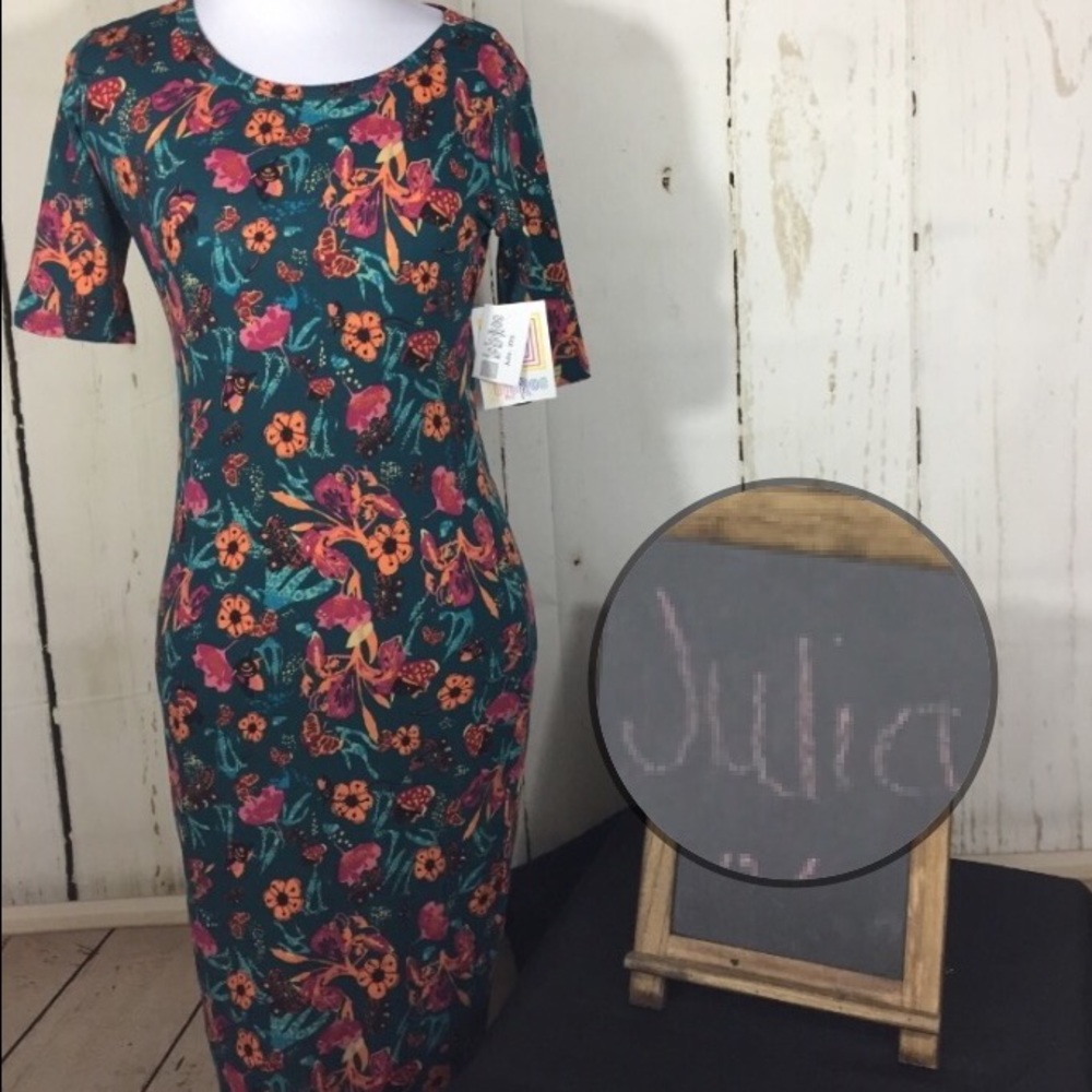 Lularoe Julia Medium Floral Teal