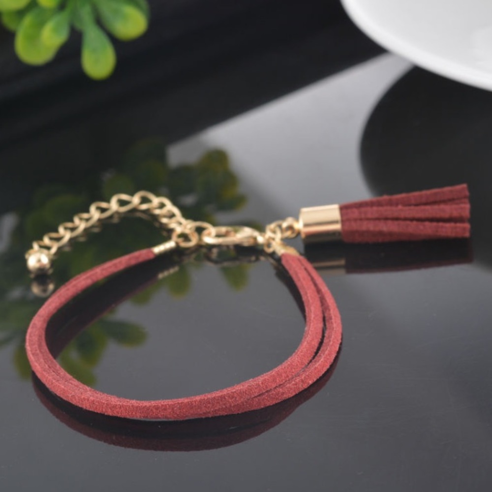 5 for $25 • Red Suede Leather Tassel Bracelet