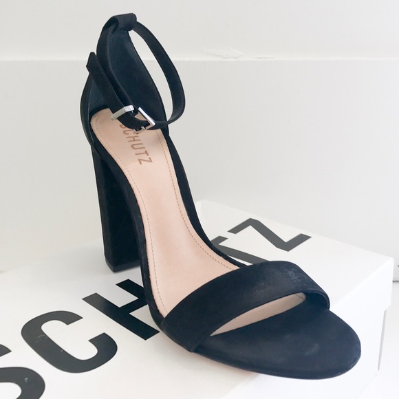 Schutz Shoes - SCHUTZ ENIDA LEATHER CHUNKY HEELS // BLACK