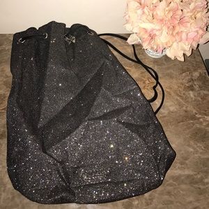 Victoria's Secret black sparkly backpack purse