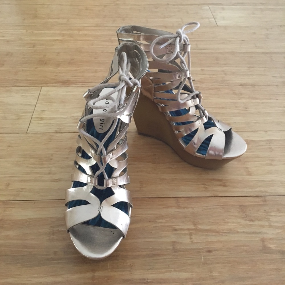 Madden Girl Gold Lace Up Platforms