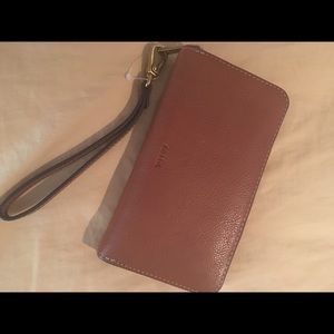 Leather fossil wristlet