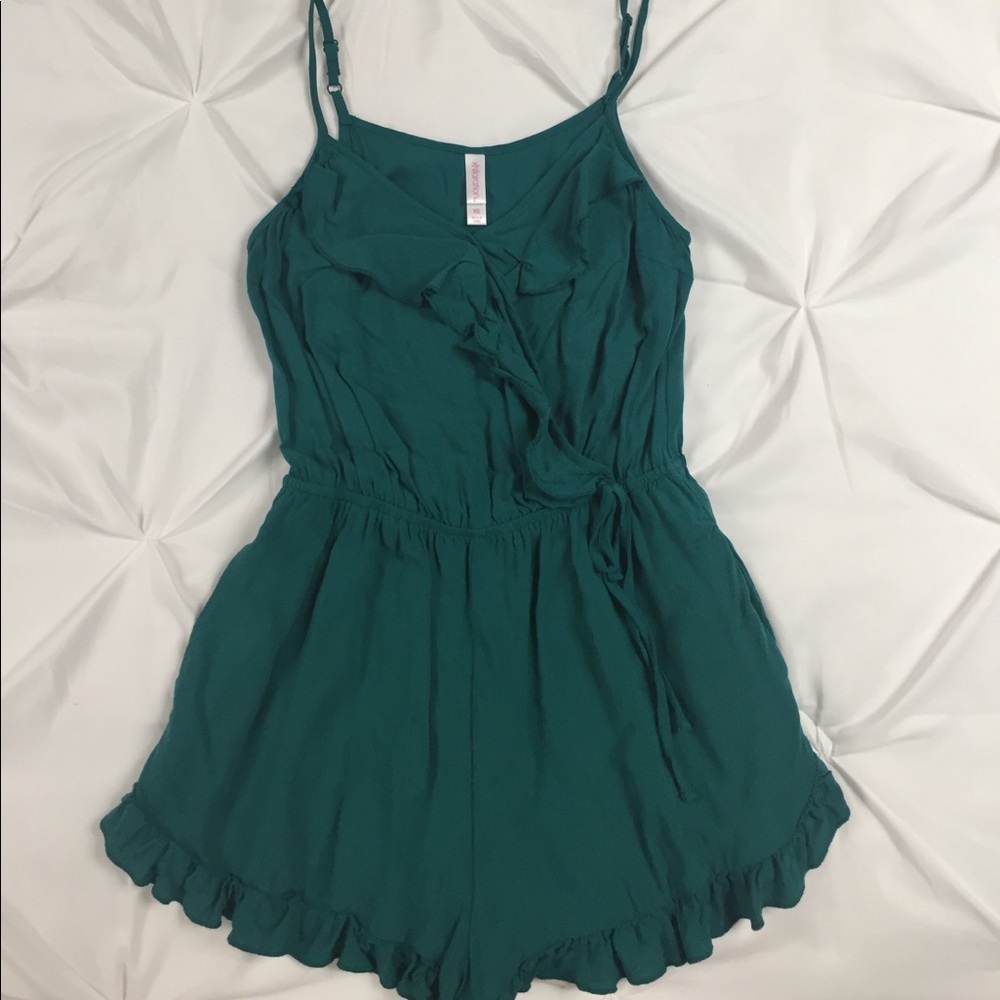 Teal green xhilaration romper