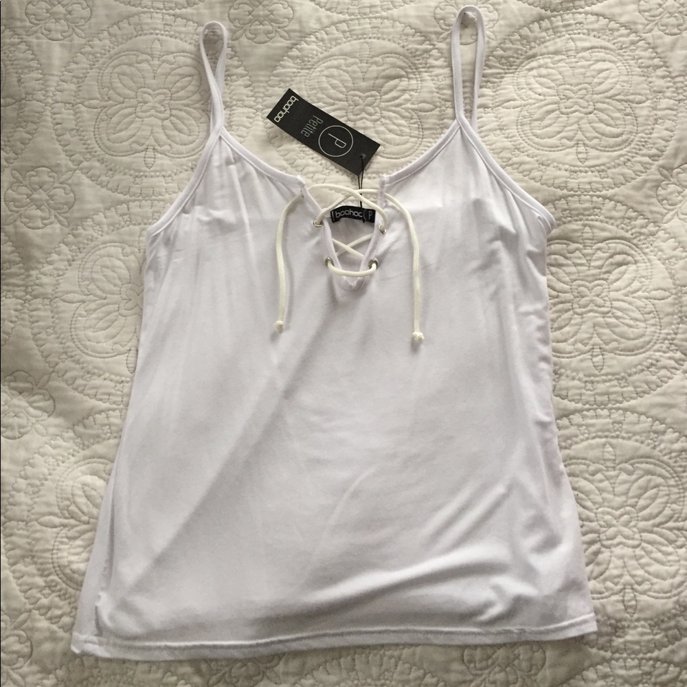 BRAND NEW W/tags BooHoo white tank