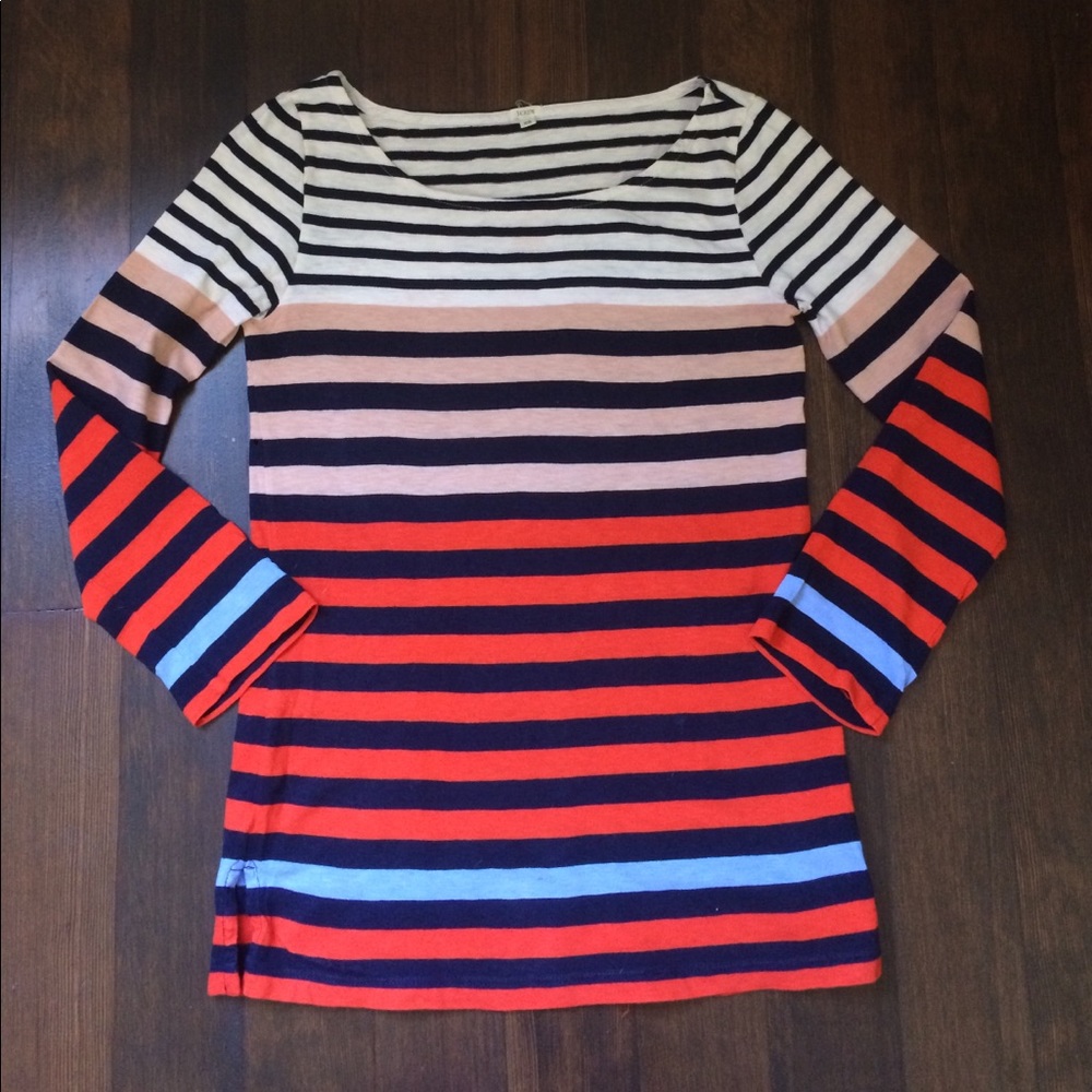 J. Crew Color Block Stripe Long Sleeve Tee