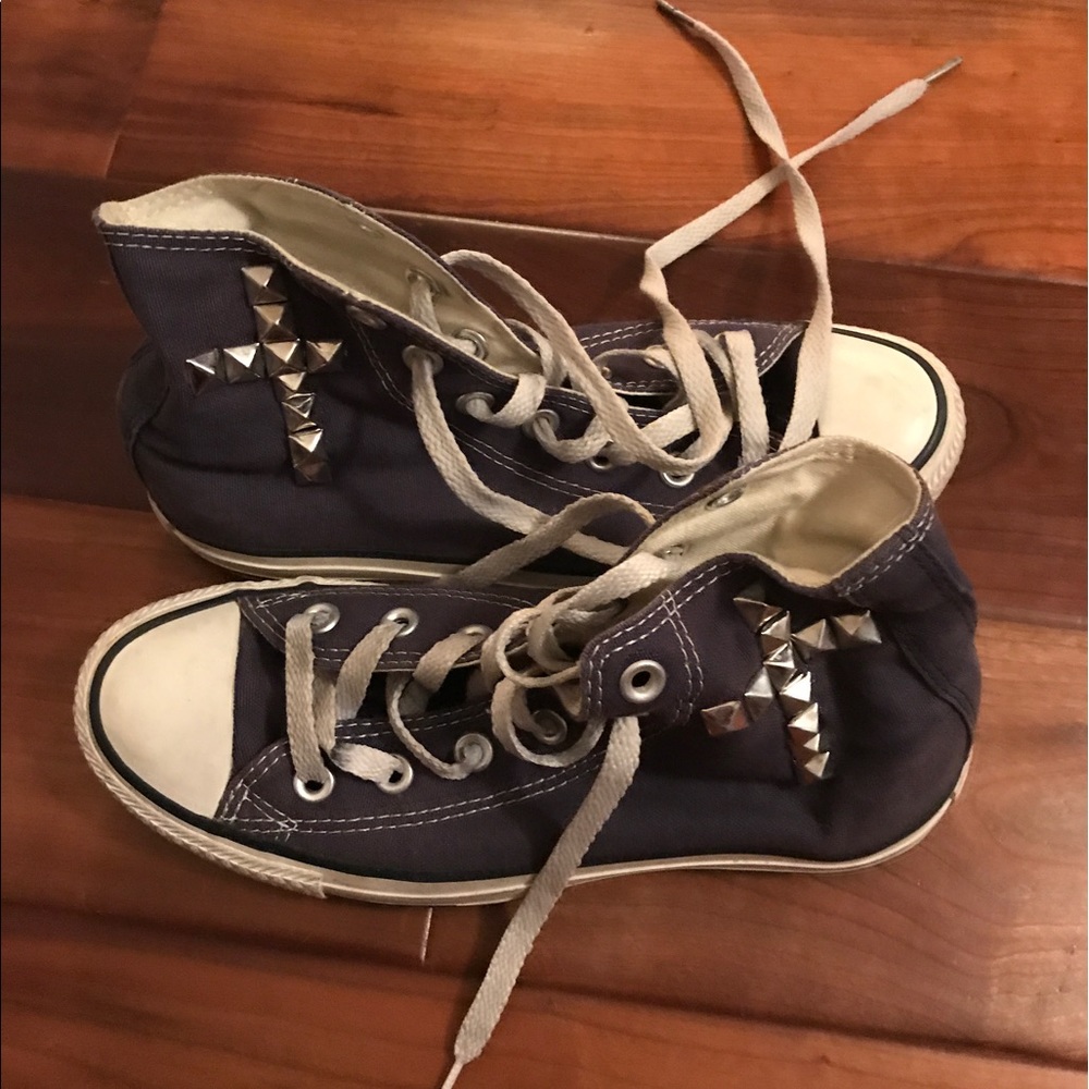 navy blue studded converse