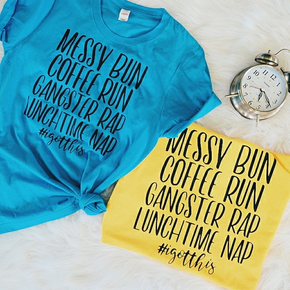 Messy Bun, Coffee Run, Rap, Nap Funny Mom Shirt - Picture 2 of 5