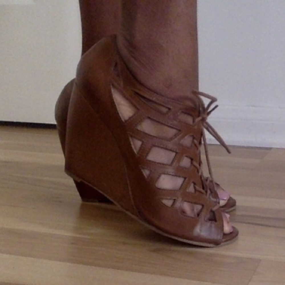 Brown Lace Up Wedges